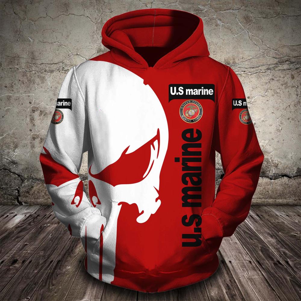 Men Women US America US Marineprint 3D Hoodies Funny policeman Sweatshirt Hooded Long Sleeve zipper Pullover skull tracksuit