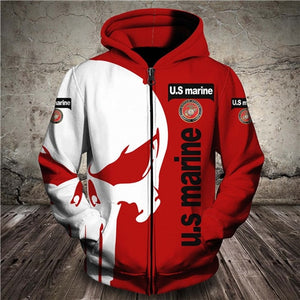 Men Women US America US Marineprint 3D Hoodies Funny policeman Sweatshirt Hooded Long Sleeve zipper Pullover skull tracksuit